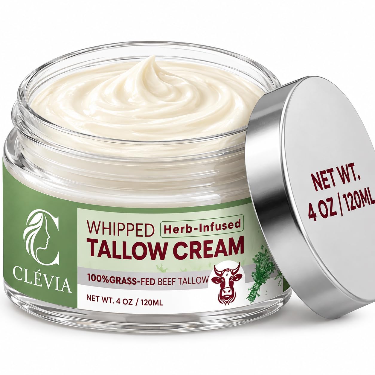 CLÉVIA Whipped Tallow Cream, Herb-Infused